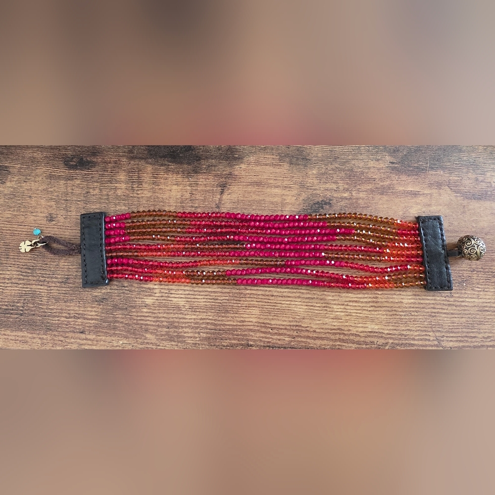 Lucky Brand Red and Orange Beaded Bracelet